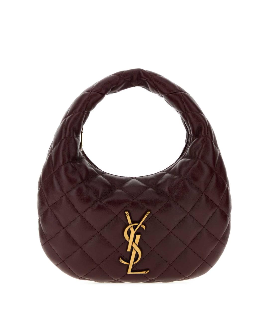 SAINT LAURENT Бордовая кожаная сумка с короткими ручками, фото 1