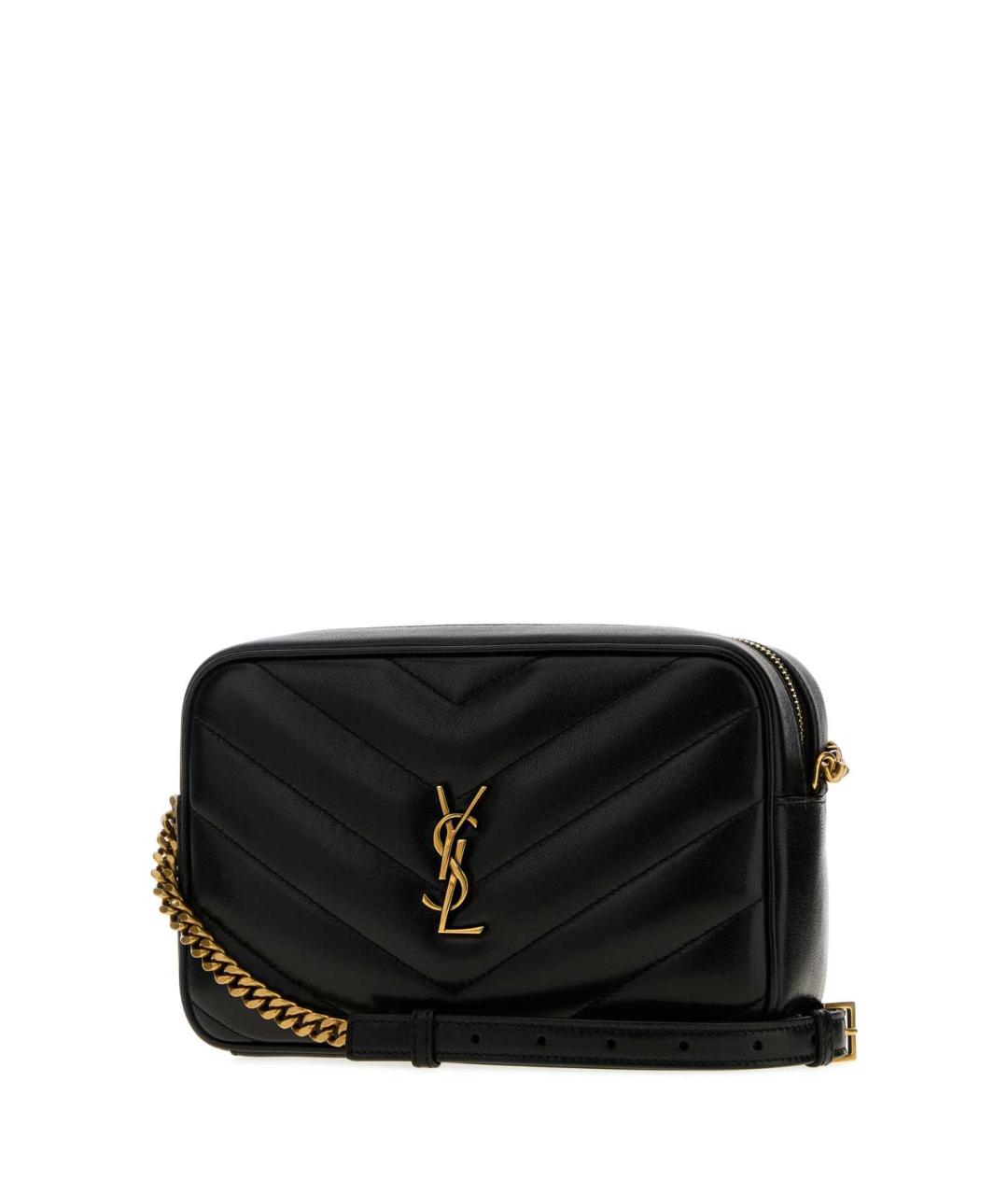SAINT LAURENT Черная кожаная сумка через плечо, фото 2