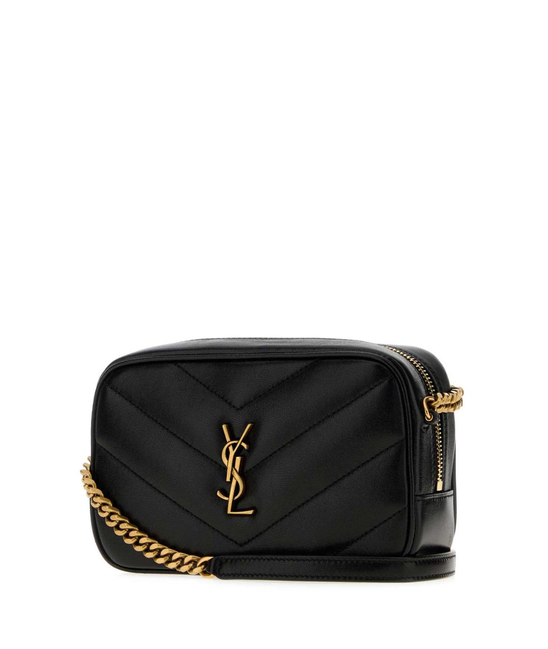 SAINT LAURENT Черная кожаная сумка через плечо, фото 2