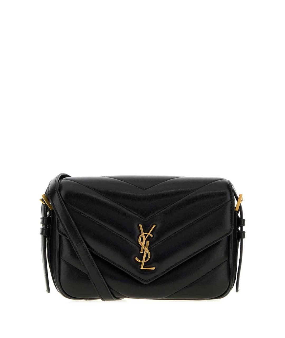 SAINT LAURENT Черная кожаная сумка через плечо, фото 1