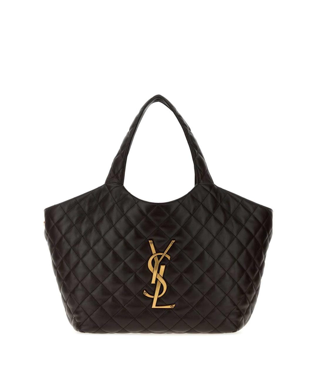 SAINT LAURENT Коричневая кожаная сумка тоут, фото 1