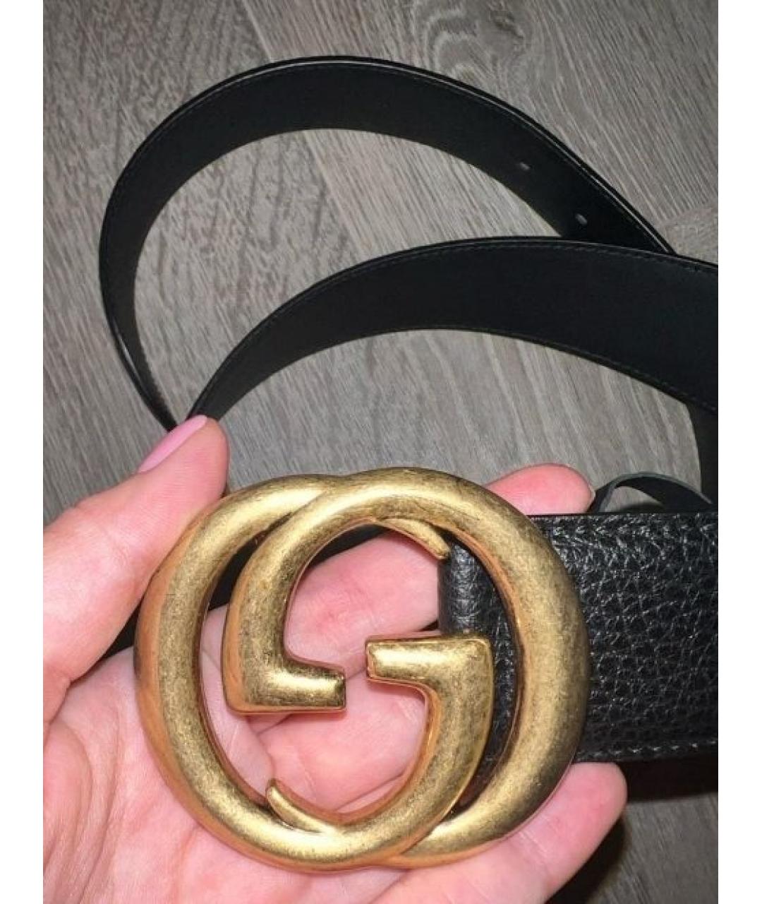 GUCCI Черный кожаный ремень, фото 4