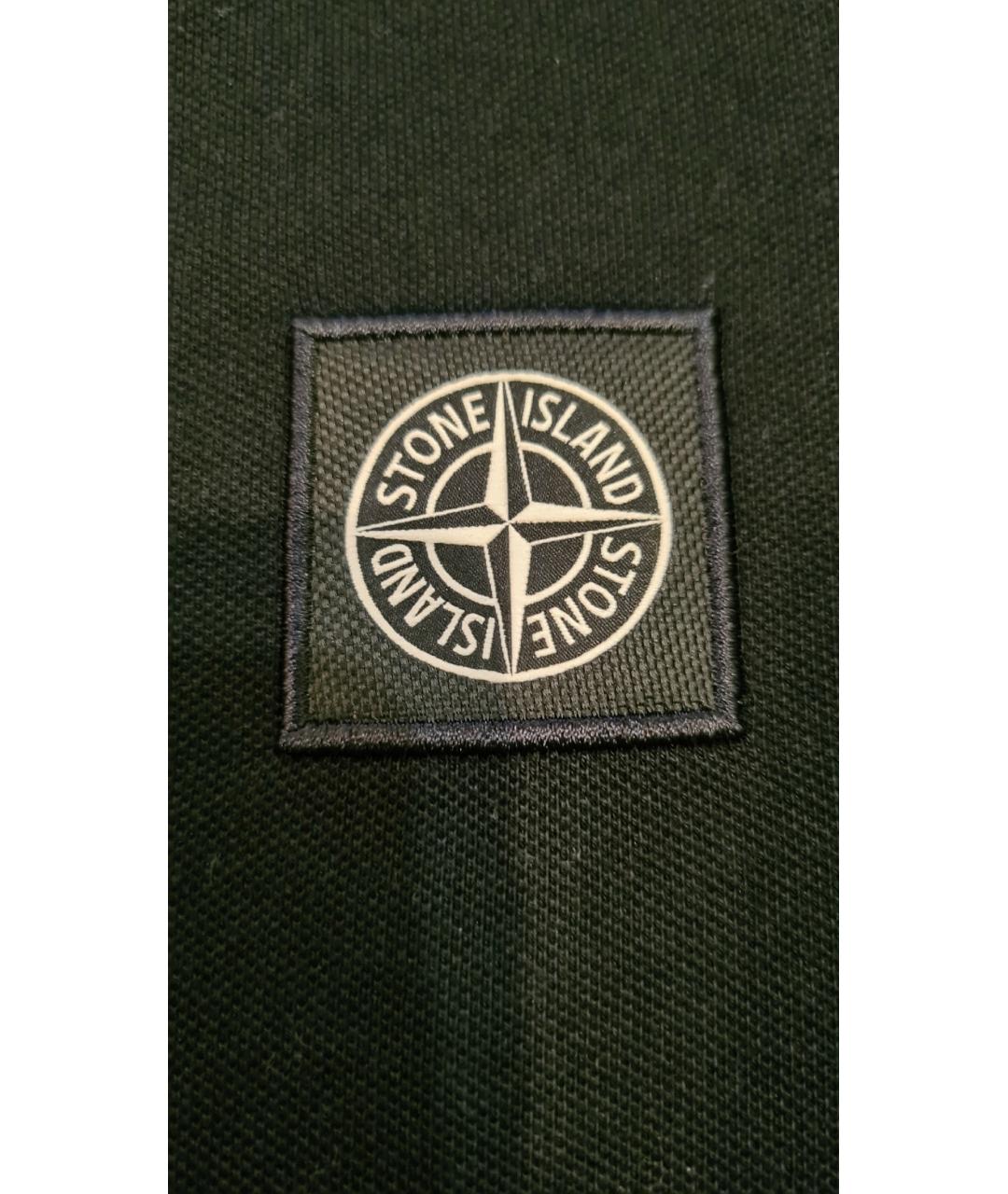 STONE ISLAND Черное хлопковое поло с длинным рукавом, фото 6
