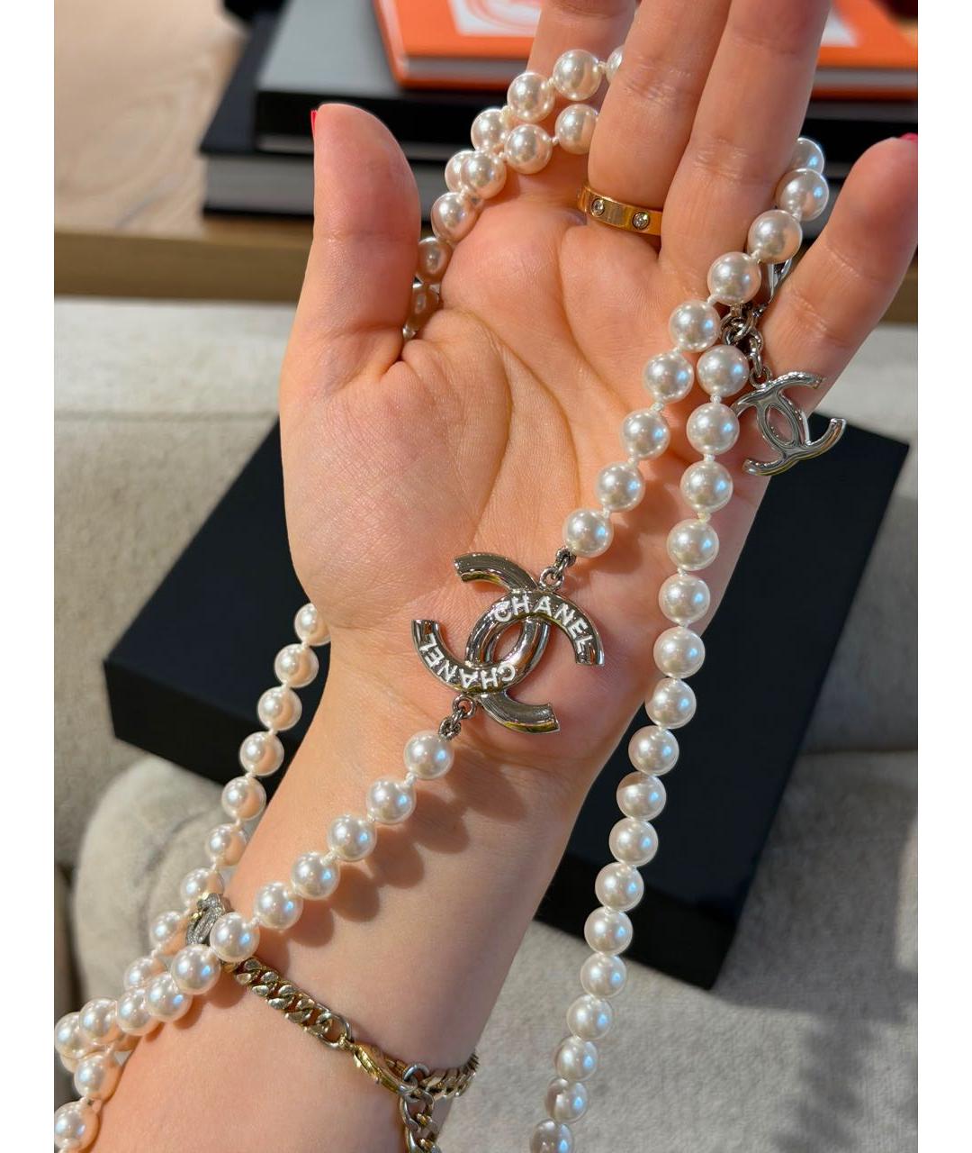 CHANEL Белое жемчужное колье, фото 4