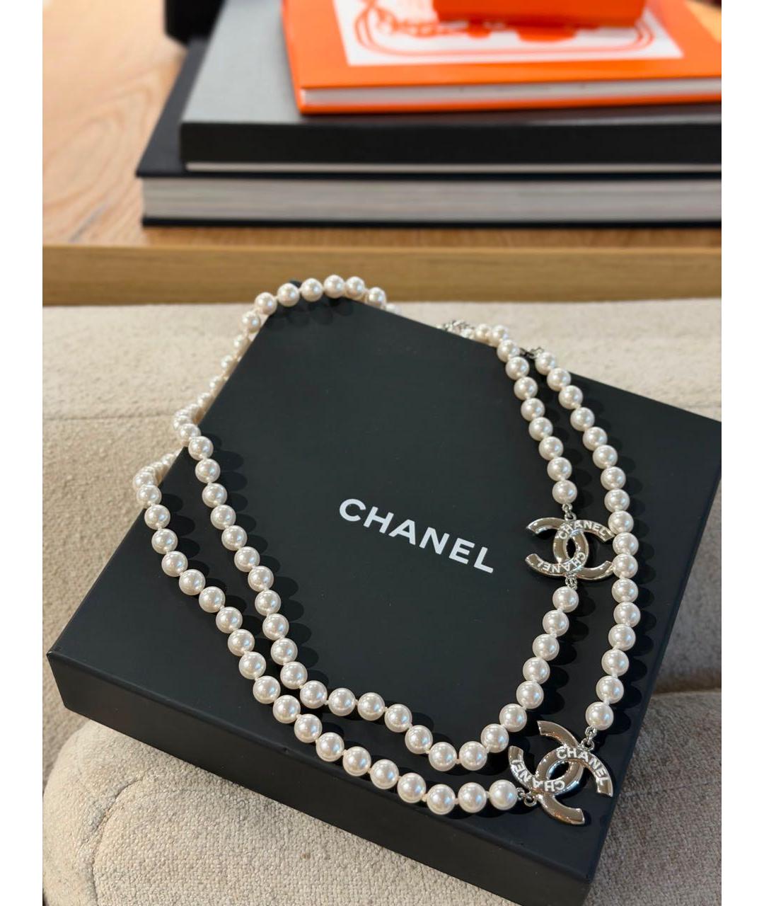 CHANEL Белое жемчужное колье, фото 7
