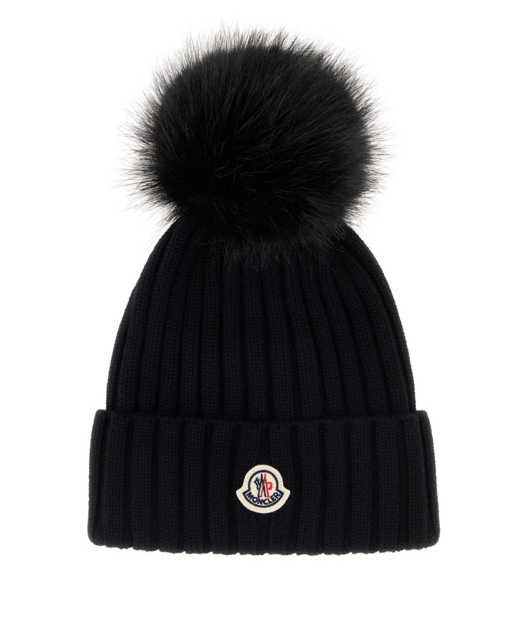 MONCLER Черная шерстяная шапка, фото 1