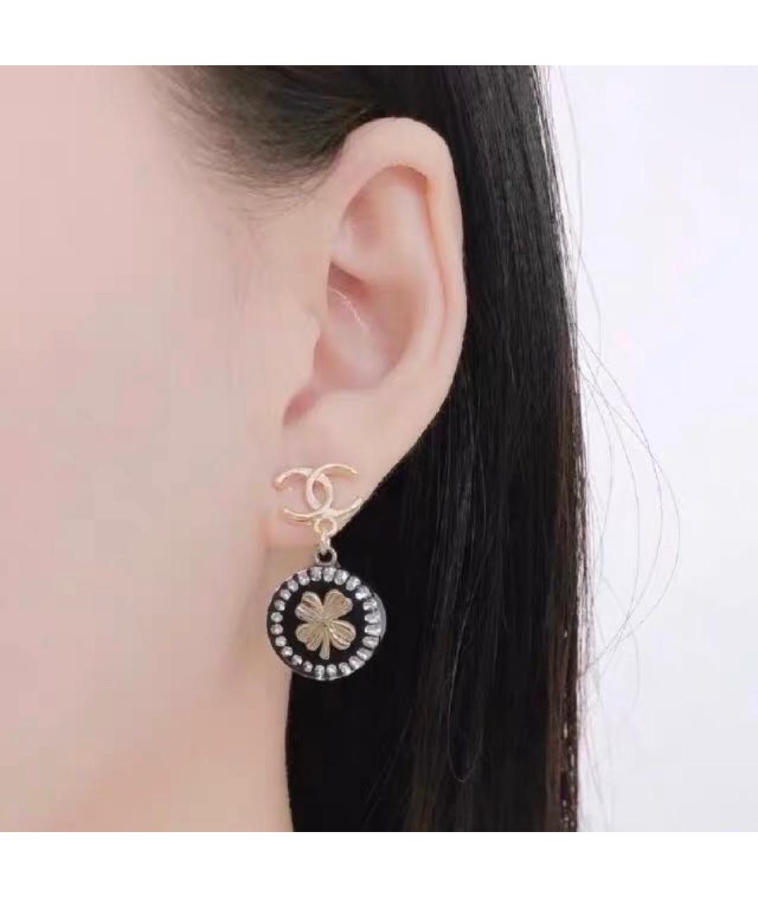 CHANEL Черные металлические серьги, фото 6