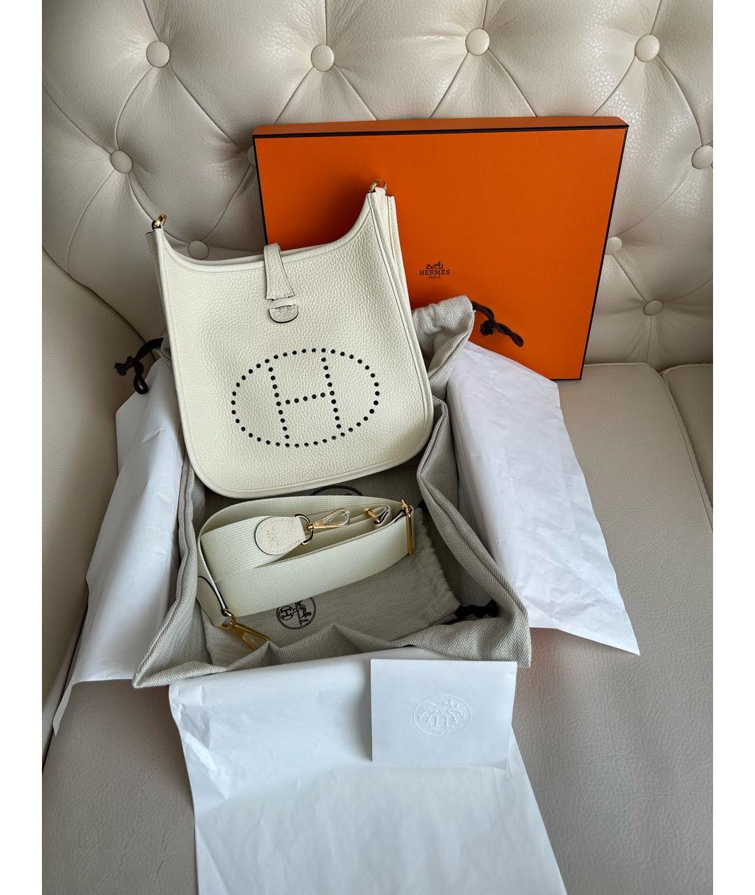 HERMES Бежевая кожаная сумка через плечо, фото 8
