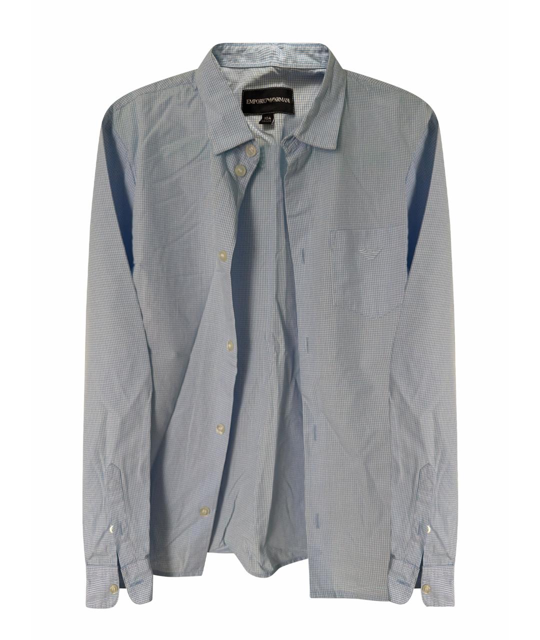 ARMANI JUNIOR Голубая хлопковая детская рубашка, фото 1