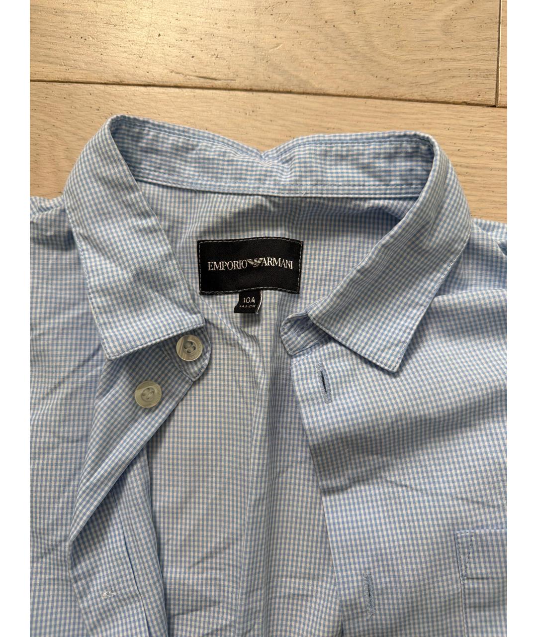 ARMANI JUNIOR Голубая хлопковая детская рубашка, фото 3