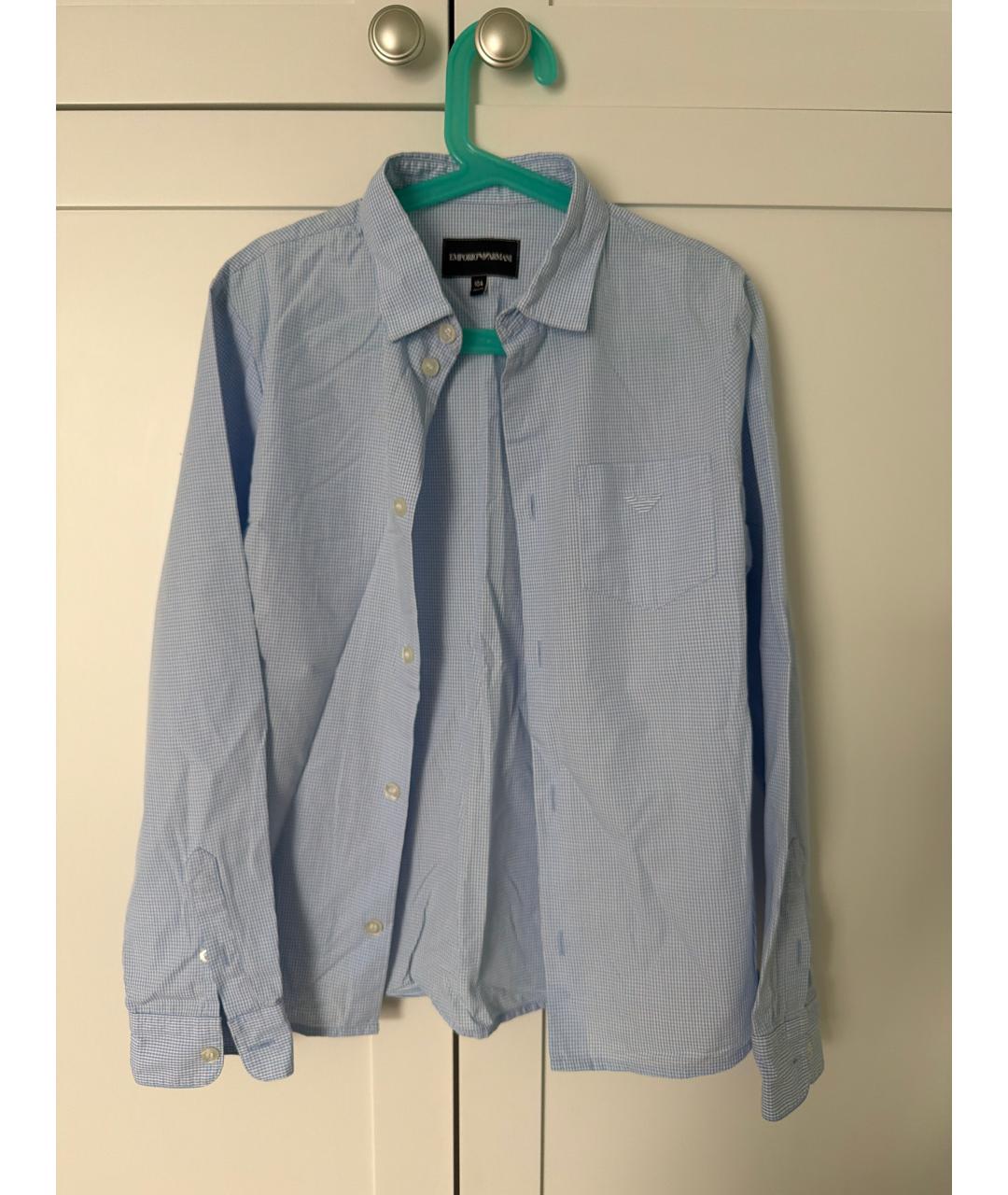 ARMANI JUNIOR Голубая хлопковая детская рубашка, фото 8