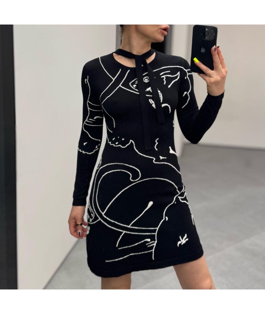 VALENTINO Черное вискозное повседневное платье, фото 5