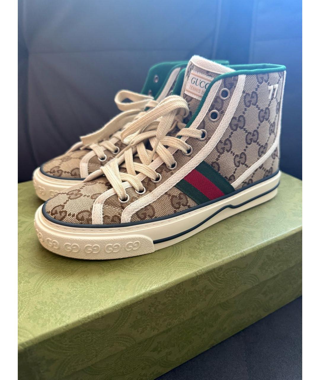 GUCCI Бежевые текстильные кеды, фото 3