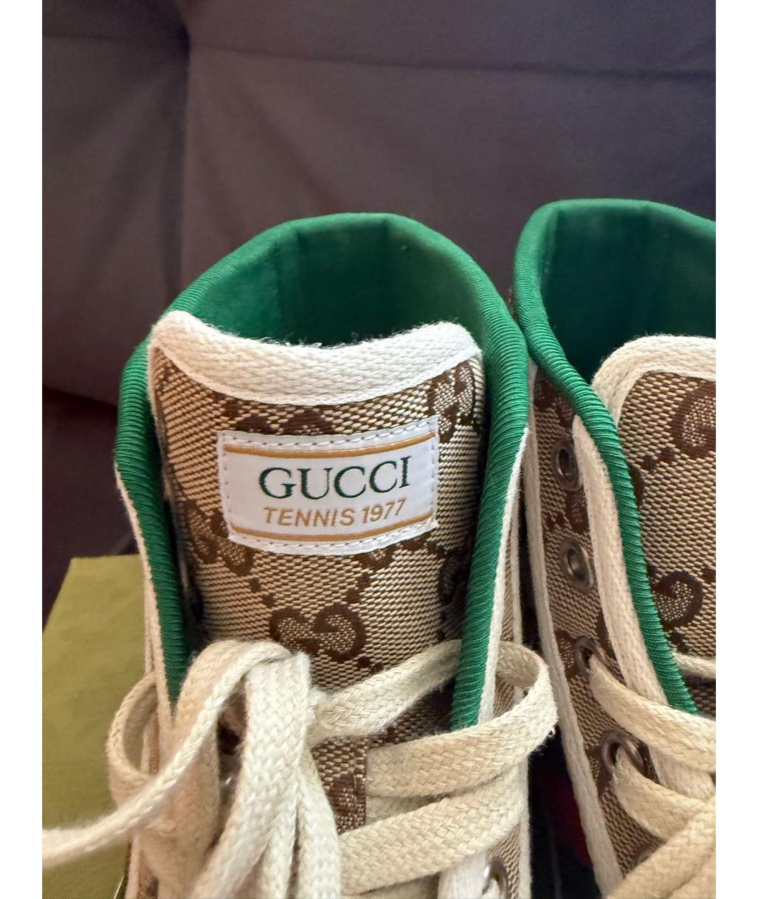 GUCCI Бежевые текстильные кеды, фото 5