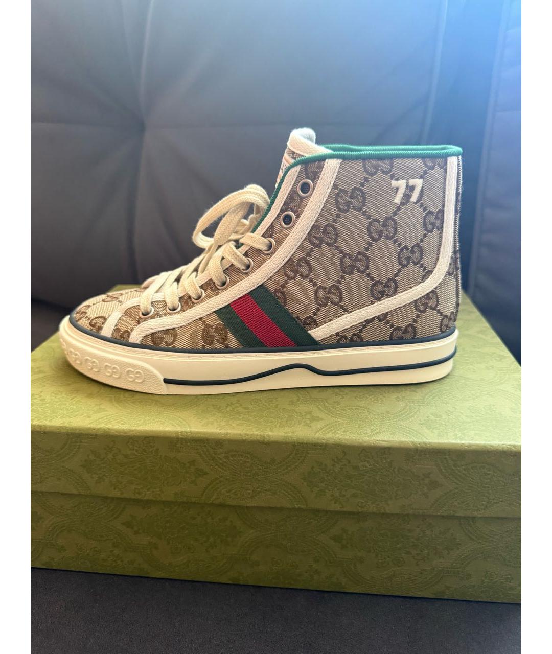 GUCCI Бежевые текстильные кеды, фото 9