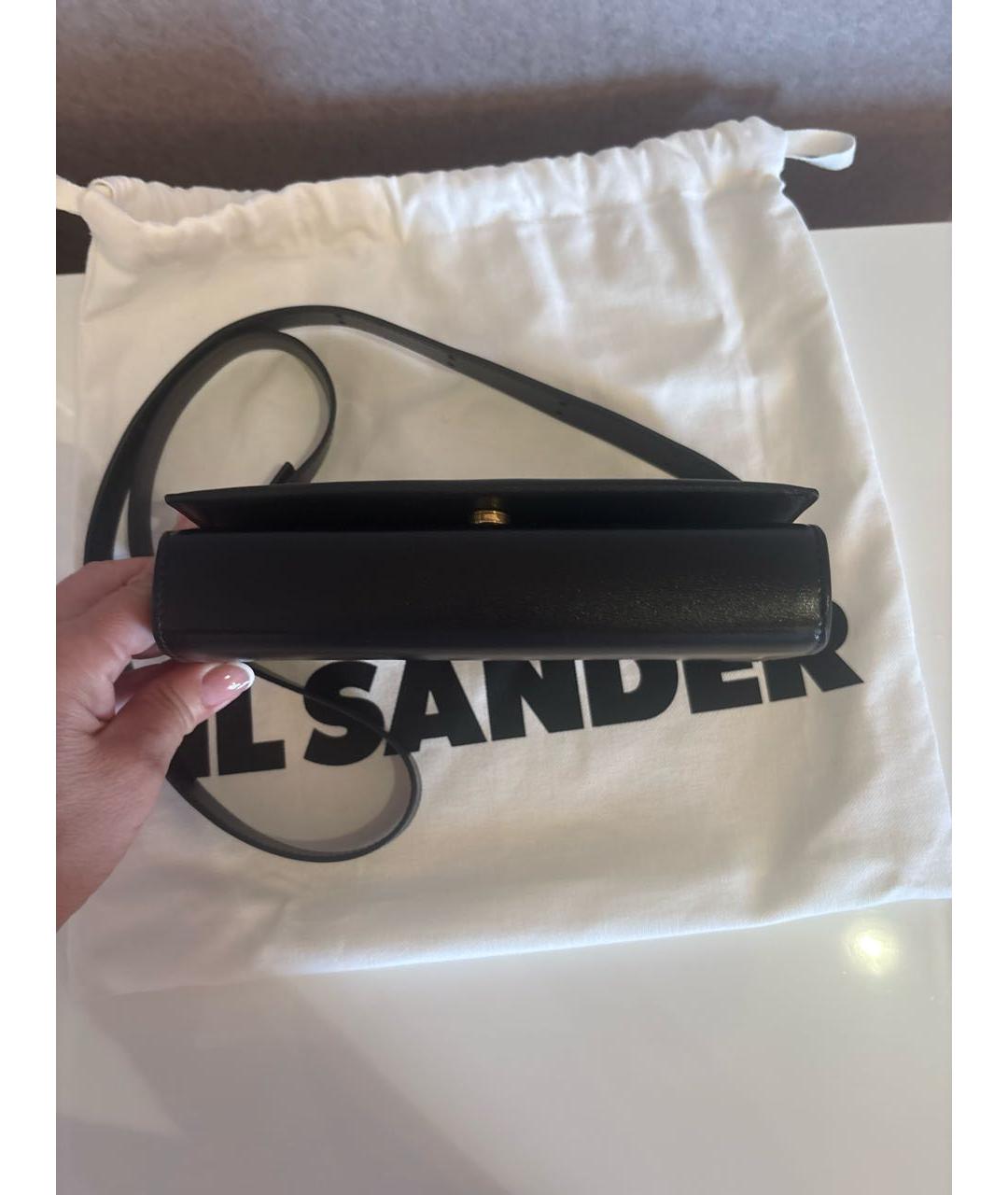 JIL SANDER Черная кожаная сумка через плечо, фото 5