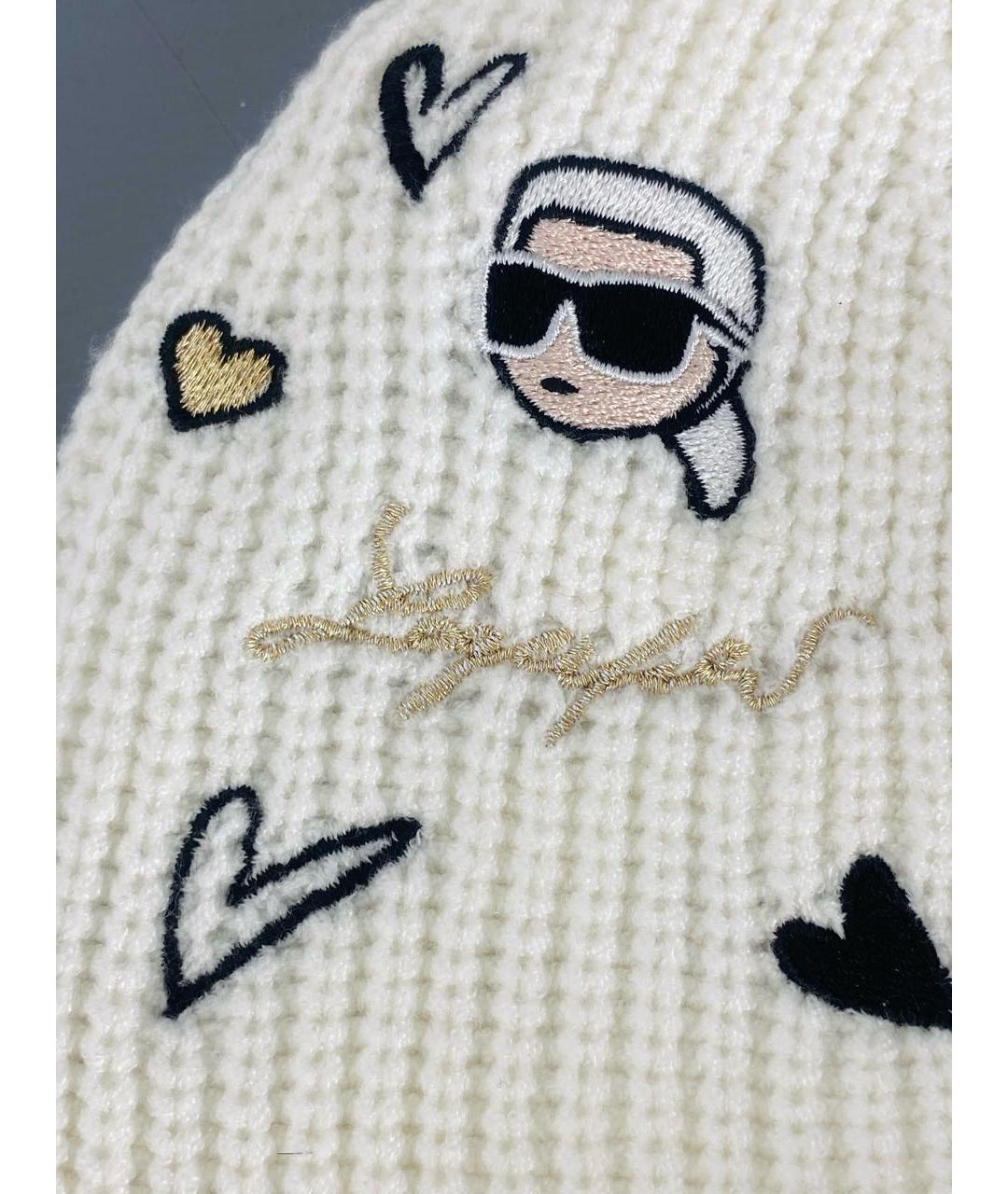 KARL LAGERFELD Белая синтетическая шапка, фото 4