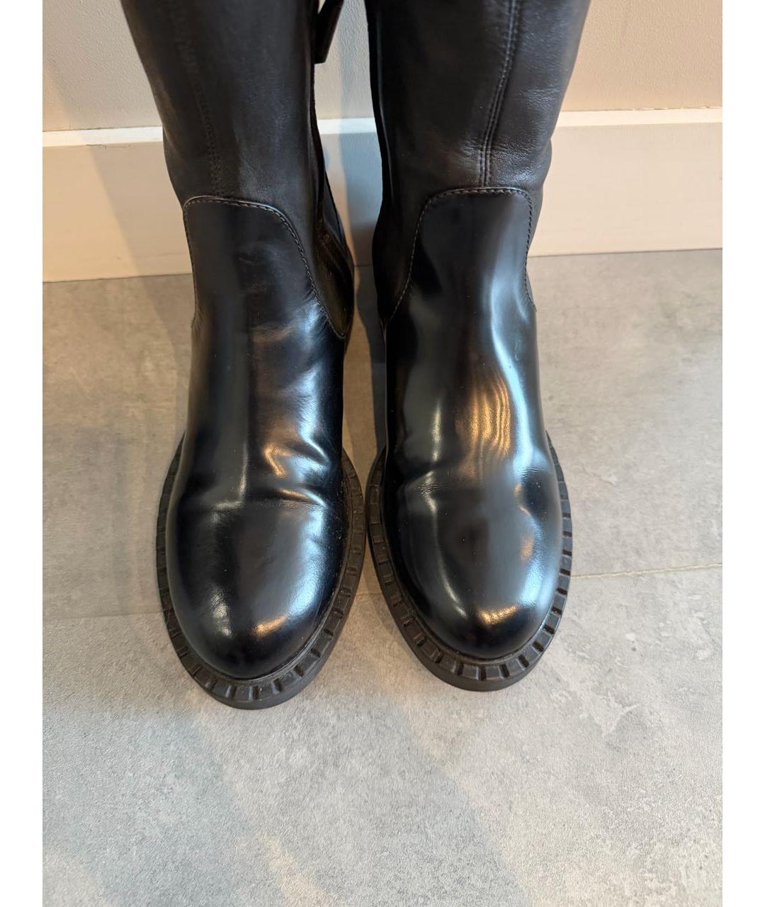 PRADA Черные кожаные ботфорты, фото 4