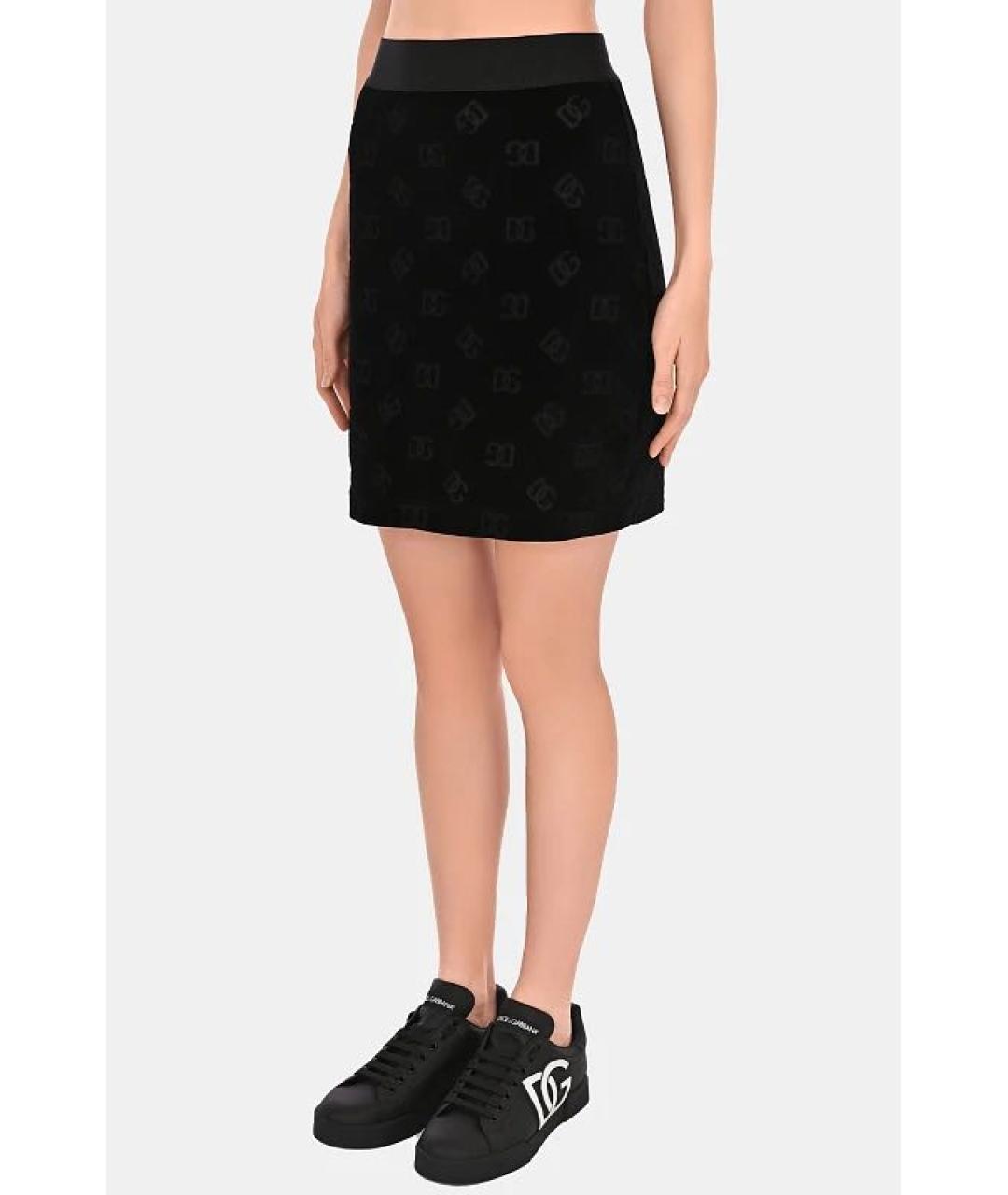 DOLCE&GABBANA Черная хлопковая юбка мини, фото 3