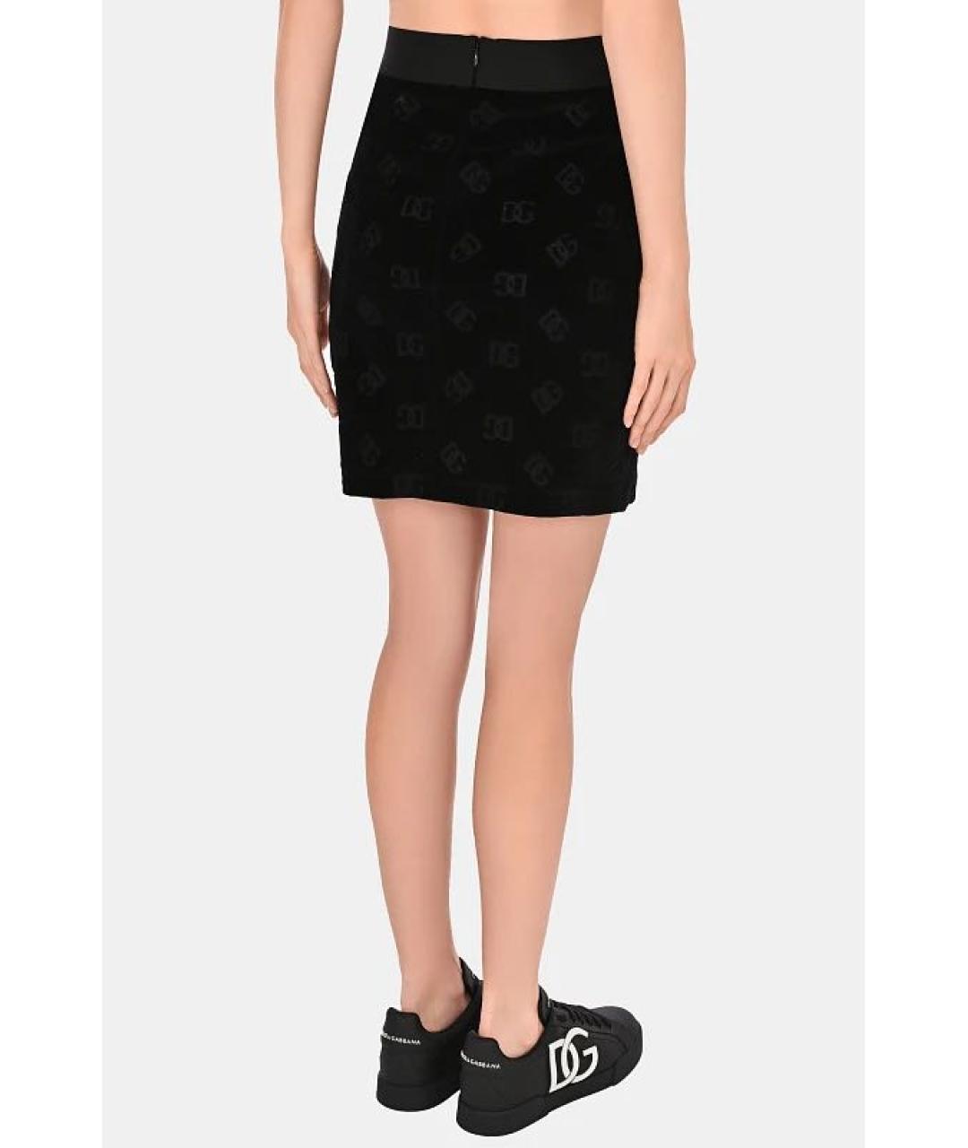 DOLCE&GABBANA Черная хлопковая юбка мини, фото 4