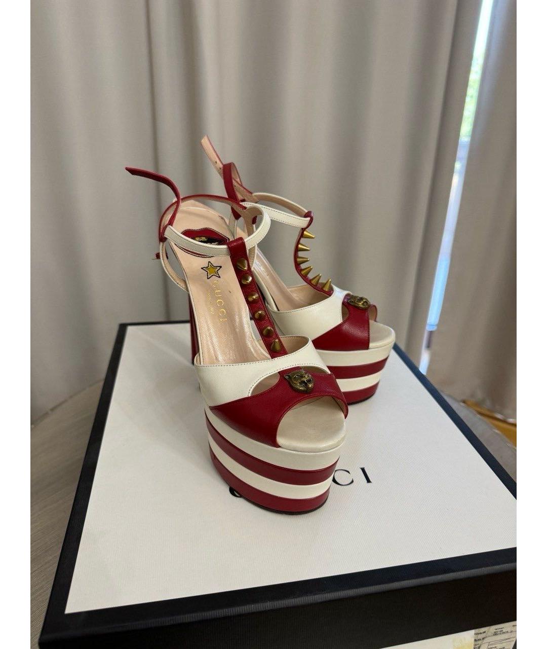 GUCCI Белые кожаные босоножки, фото 2