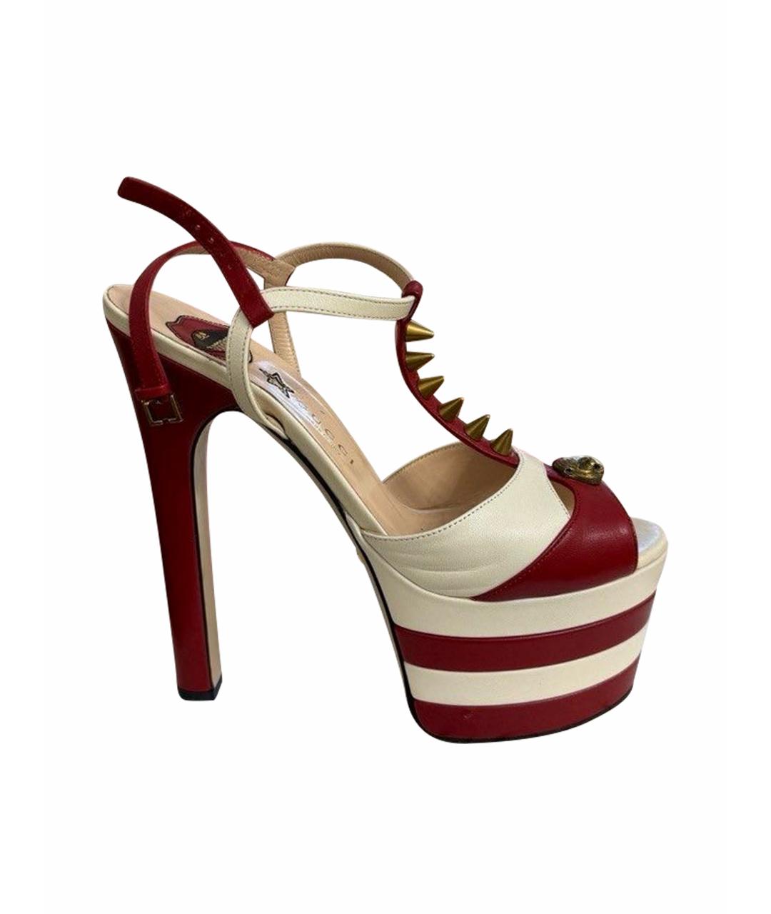 GUCCI Белые кожаные босоножки, фото 1