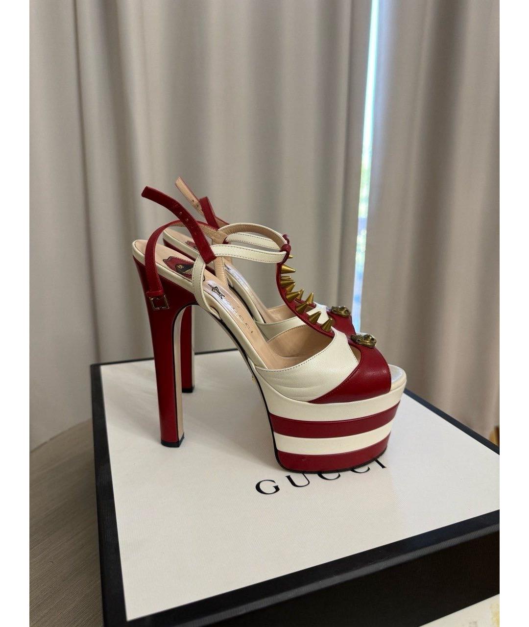 GUCCI Белые кожаные босоножки, фото 3