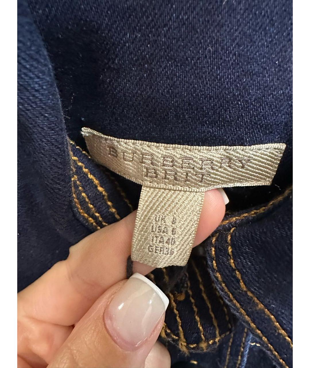 BURBERRY Темно-синее хлопко-эластановое повседневное платье, фото 3