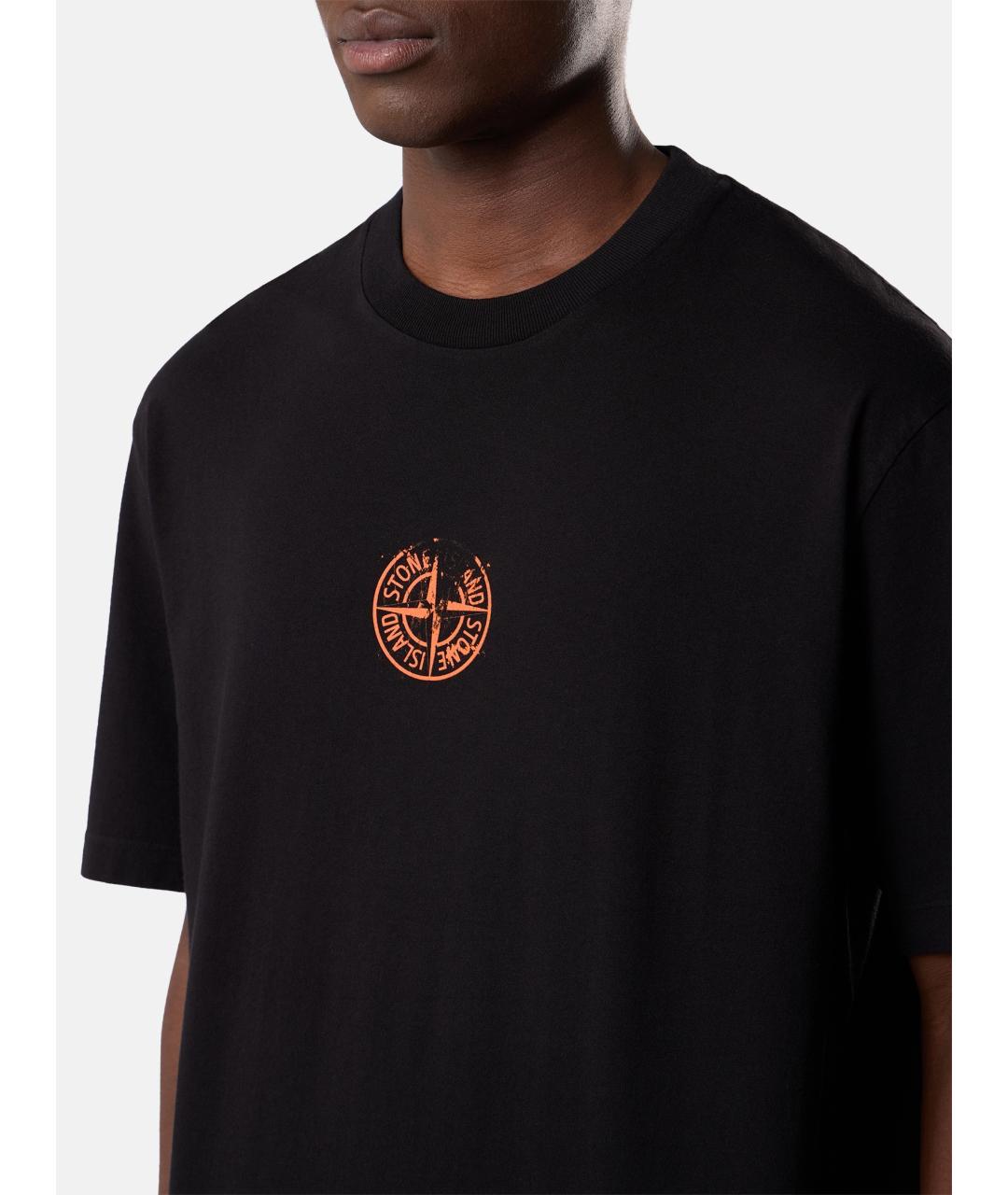 STONE ISLAND Черная хлопковая футболка, фото 3