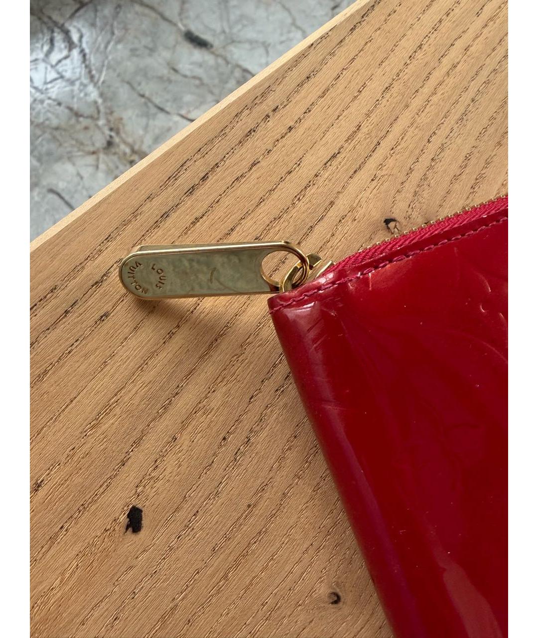 LOUIS VUITTON Красный кожаный кошелек, фото 7