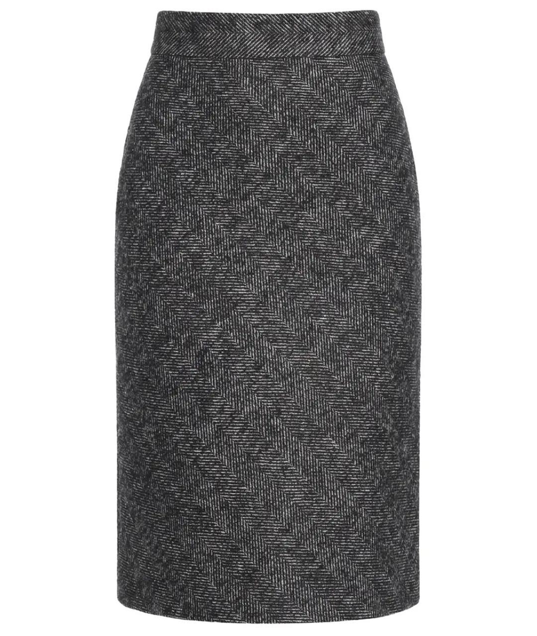 DOLCE&GABBANA Антрацитовая шерстяная юбка миди, фото 1