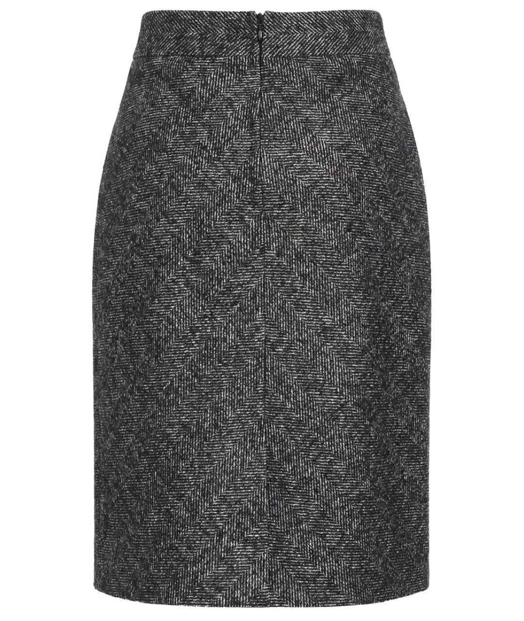 DOLCE&GABBANA Антрацитовая шерстяная юбка миди, фото 2