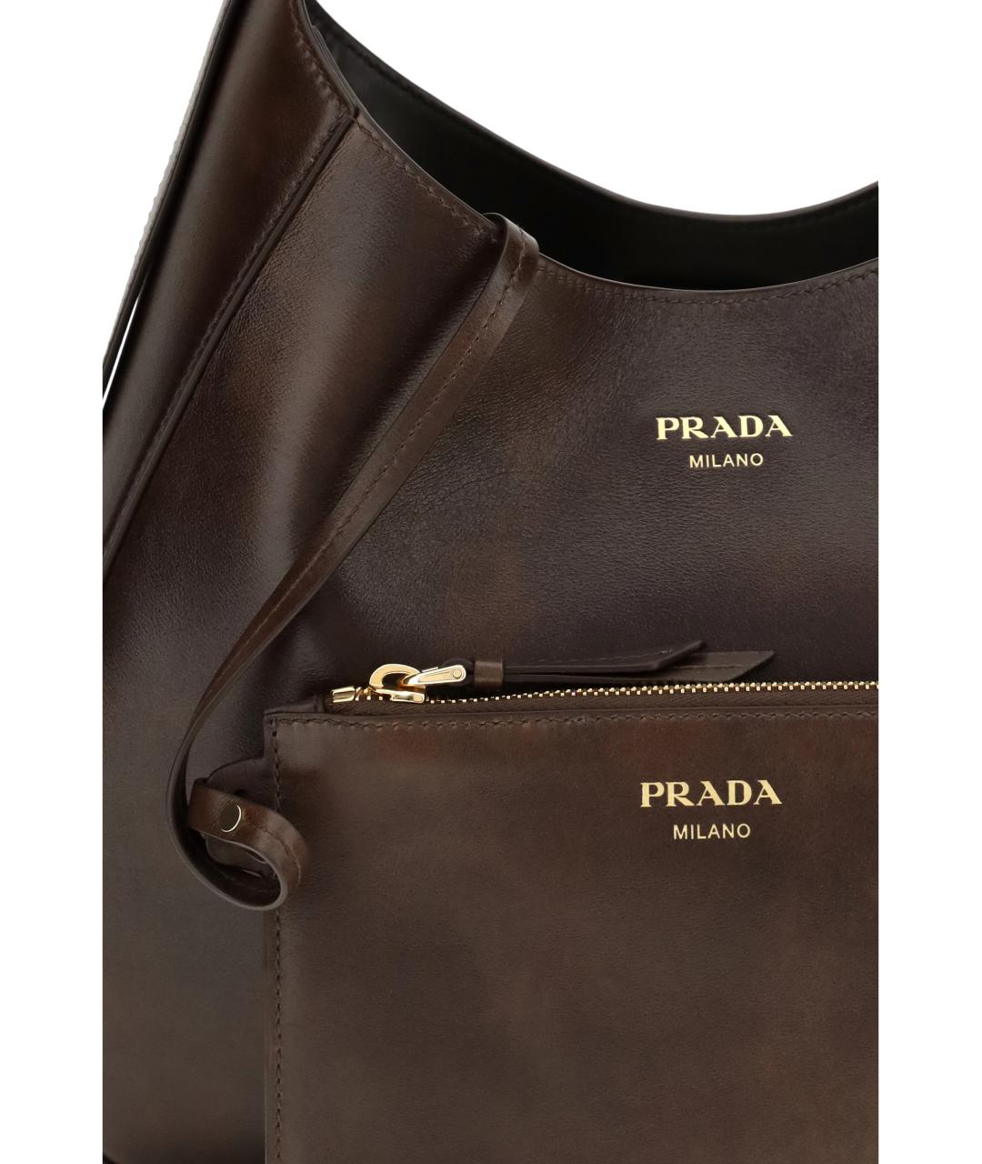 PRADA Коричневая кожаная сумка через плечо, фото 4
