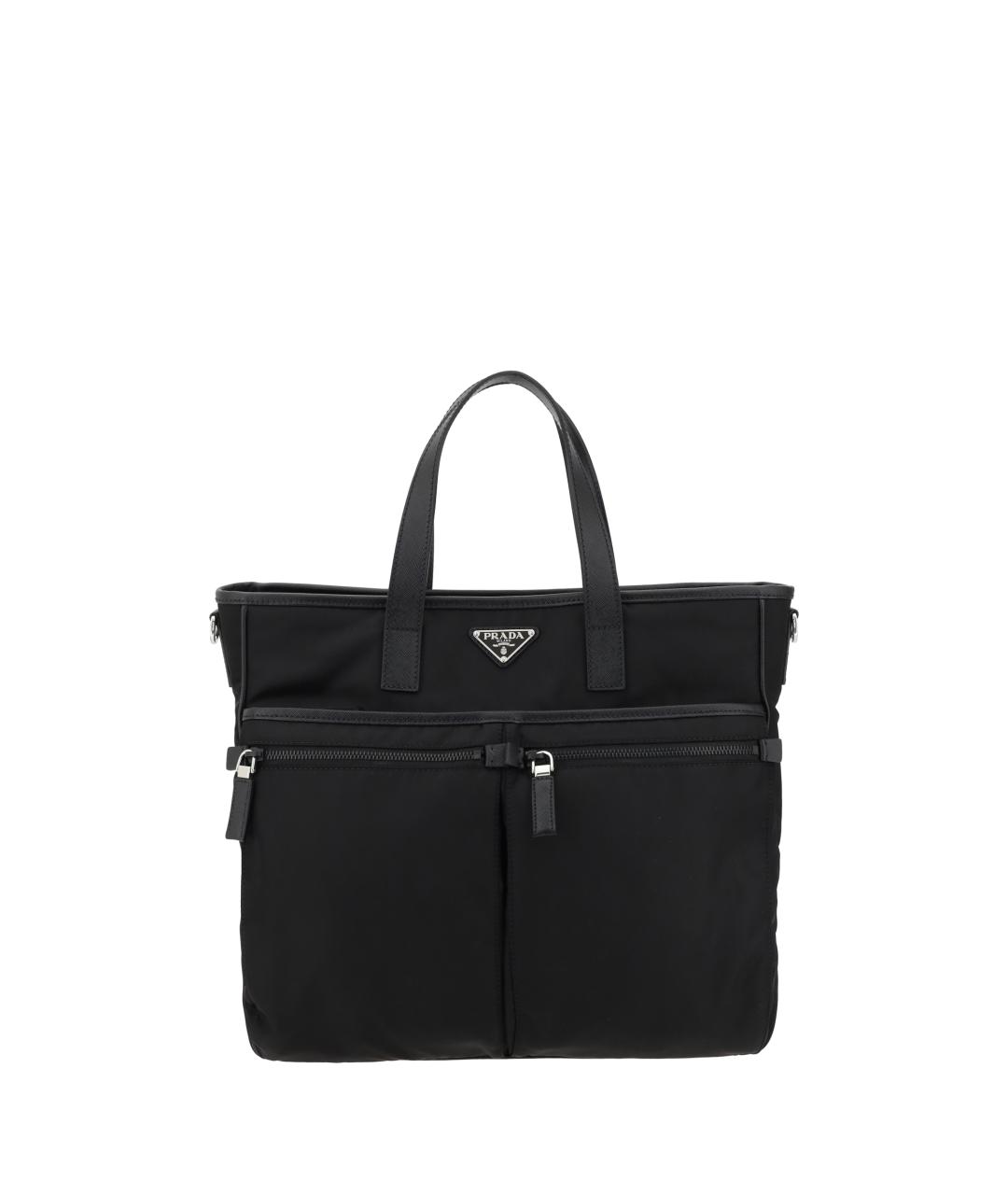 PRADA Черная нейлоновая сумка тоут, фото 1