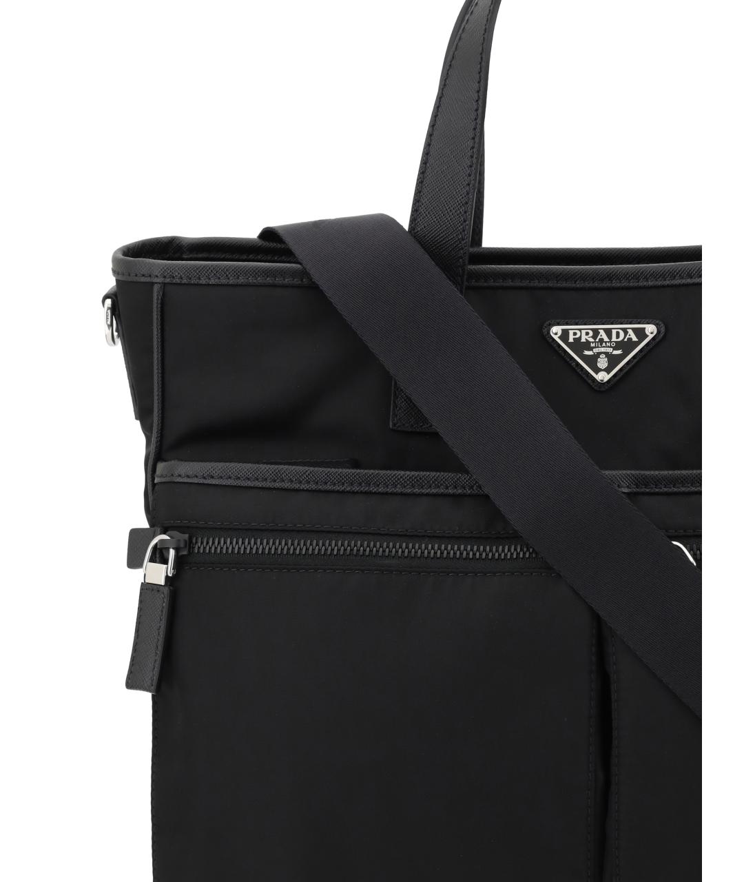 PRADA Черная нейлоновая сумка тоут, фото 4