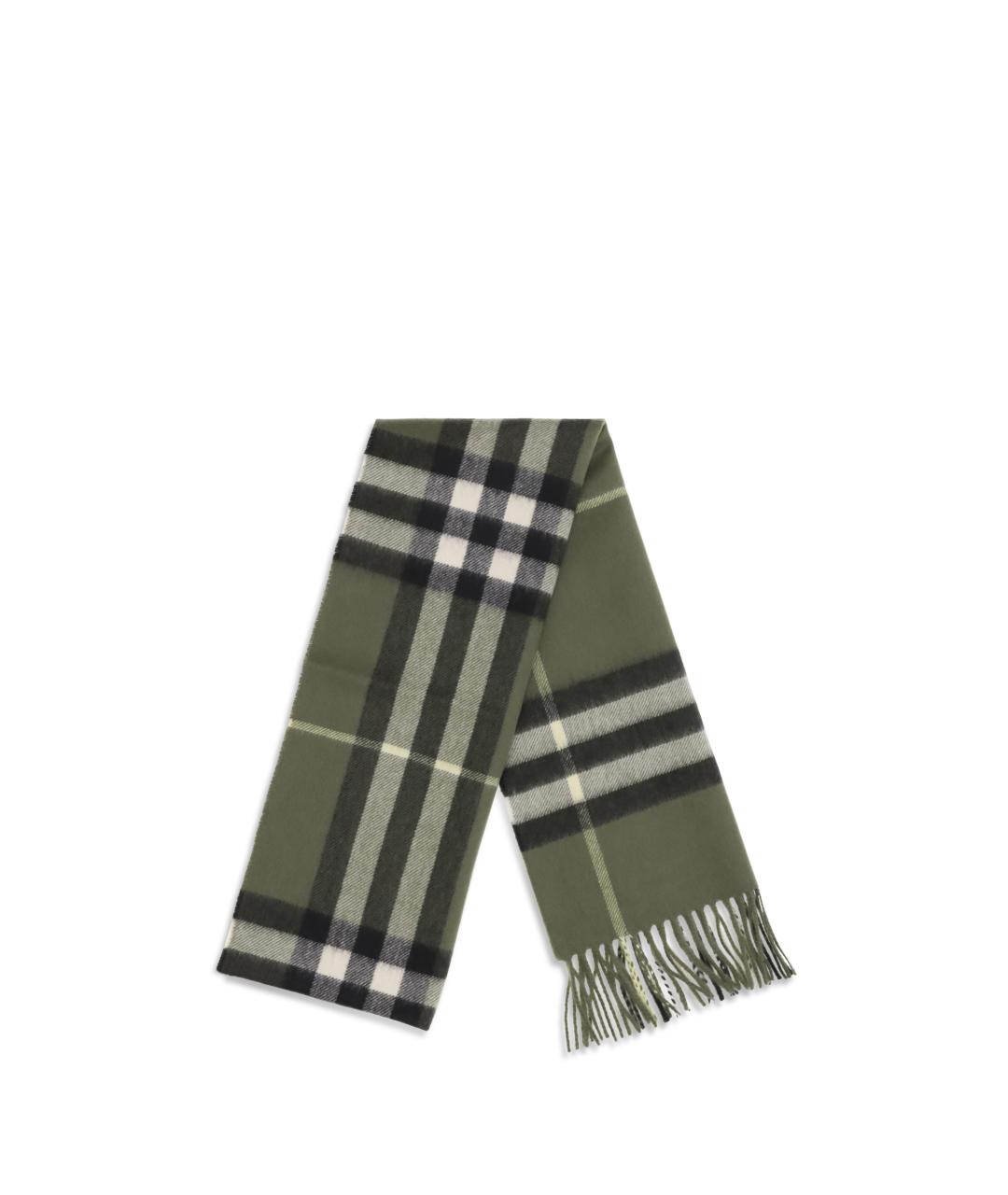 BURBERRY Зеленый шерстяной шарф, фото 2