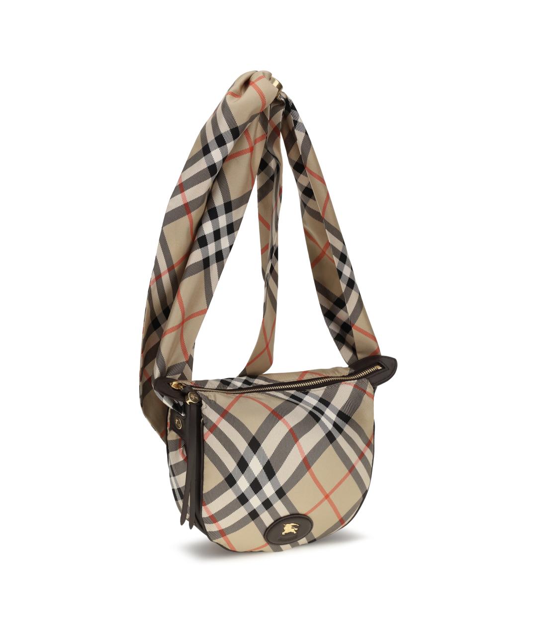 BURBERRY Бежевая шелковая сумка через плечо, фото 2