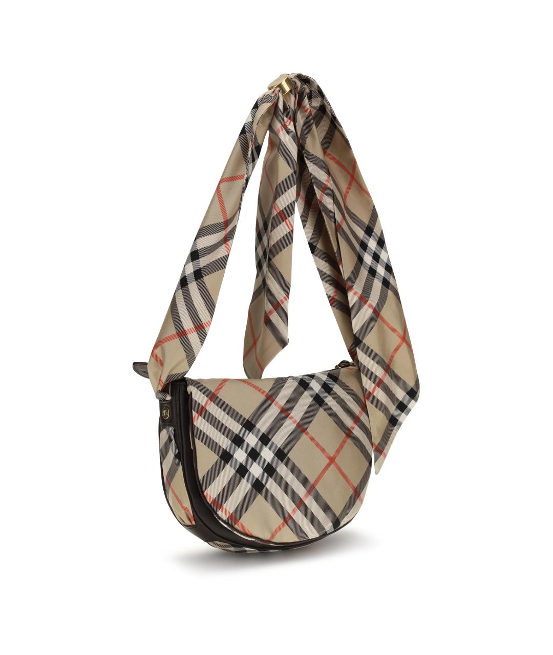 BURBERRY Бежевая шелковая сумка через плечо, фото 3