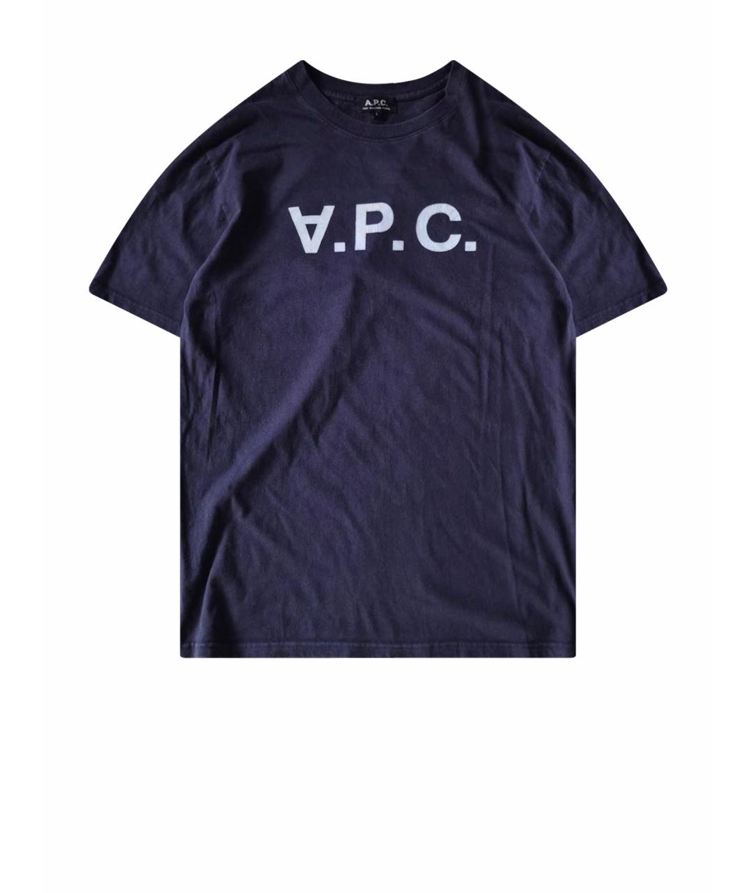 A.P.C. Темно-синяя хлопковая футболка, фото 1