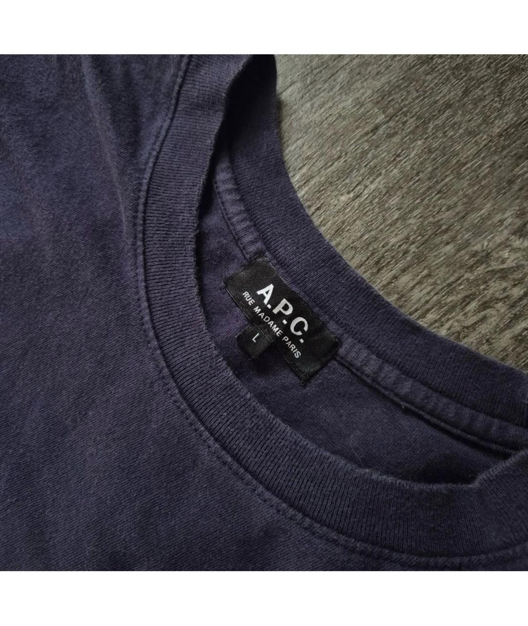 A.P.C. Темно-синяя хлопковая футболка, фото 4