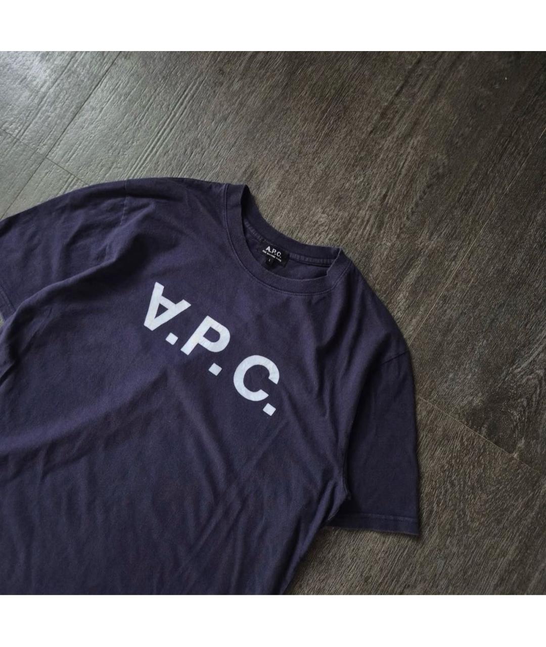 A.P.C. Темно-синяя хлопковая футболка, фото 3