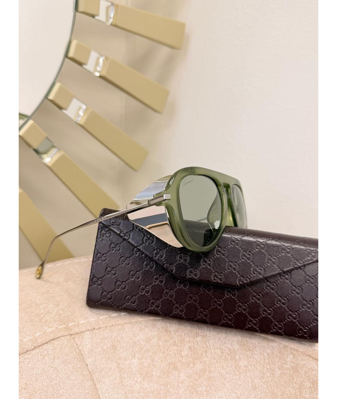 GUCCI Зеленые пластиковые солнцезащитные очки, фото 2