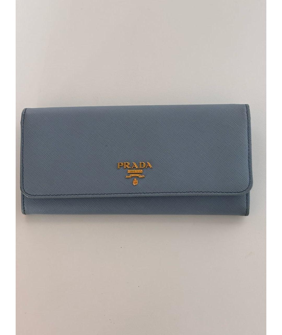PRADA Голубой кожаный кошелек, фото 5
