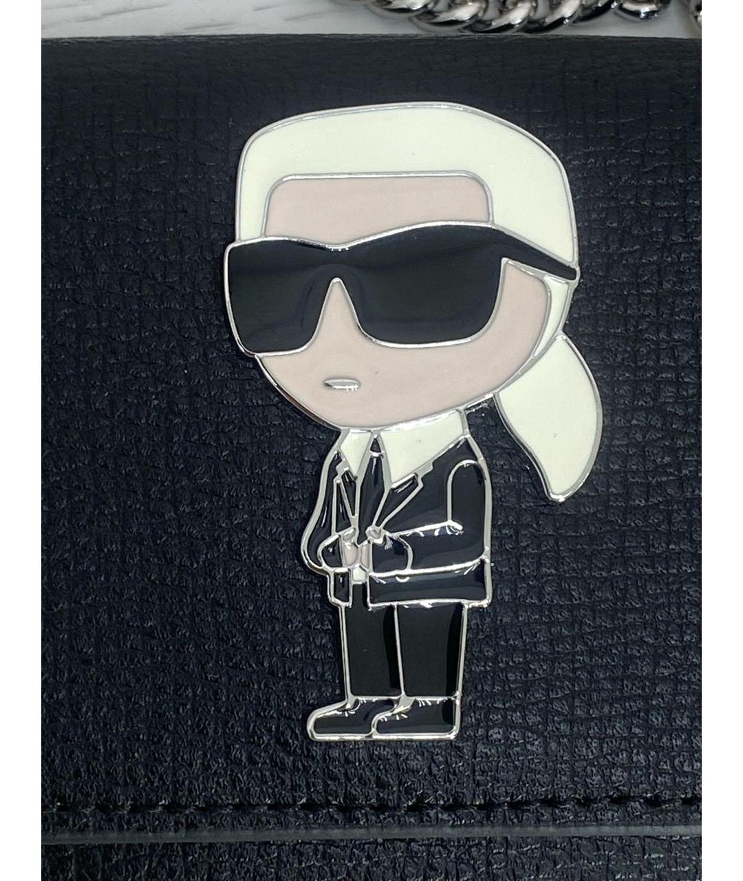 KARL LAGERFELD Черный кожаный кошелек, фото 7