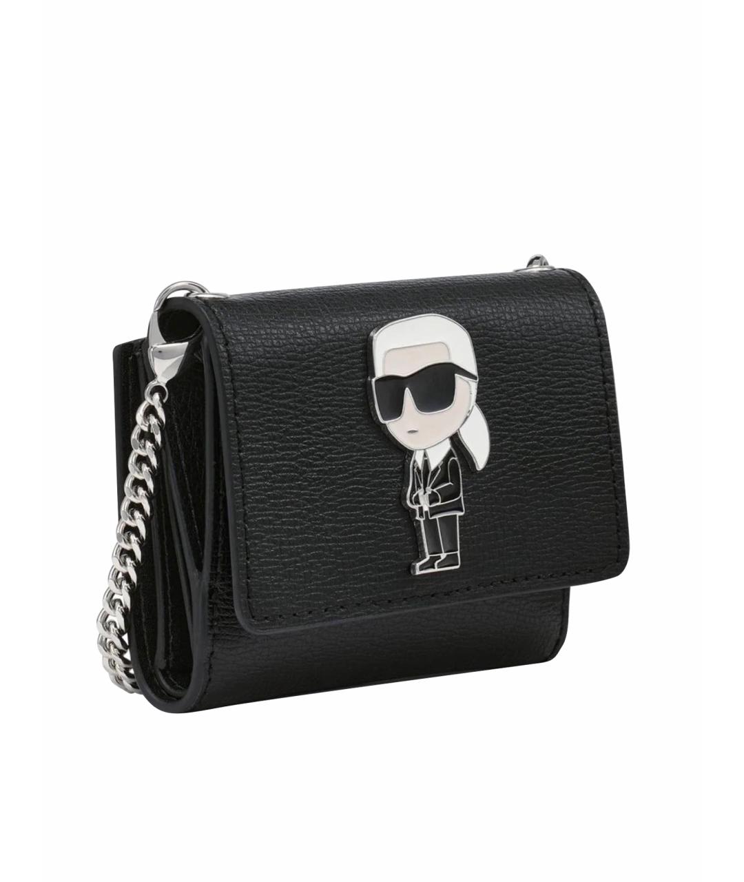 KARL LAGERFELD Черный кожаный кошелек, фото 1