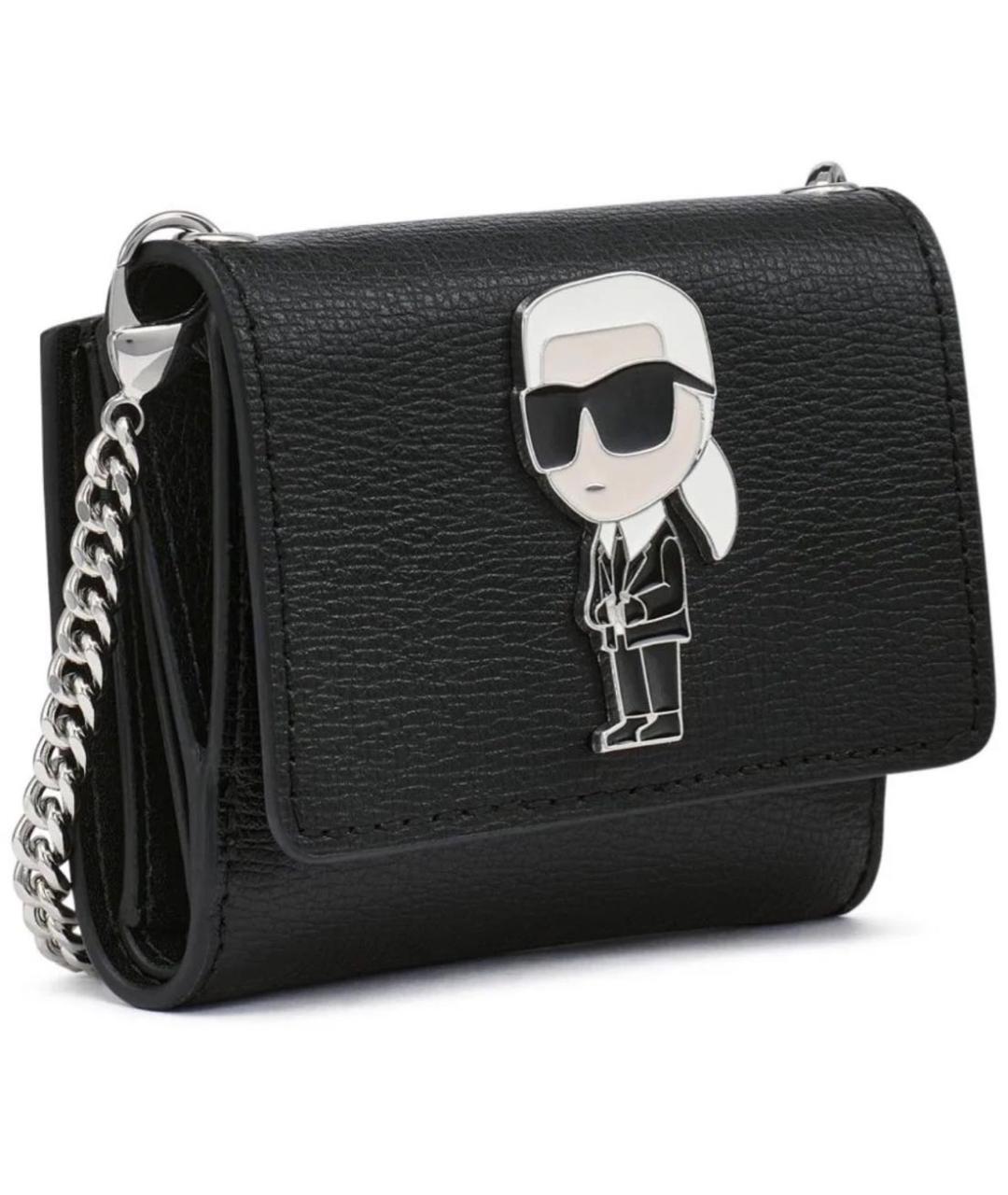 KARL LAGERFELD Черный кожаный кошелек, фото 8