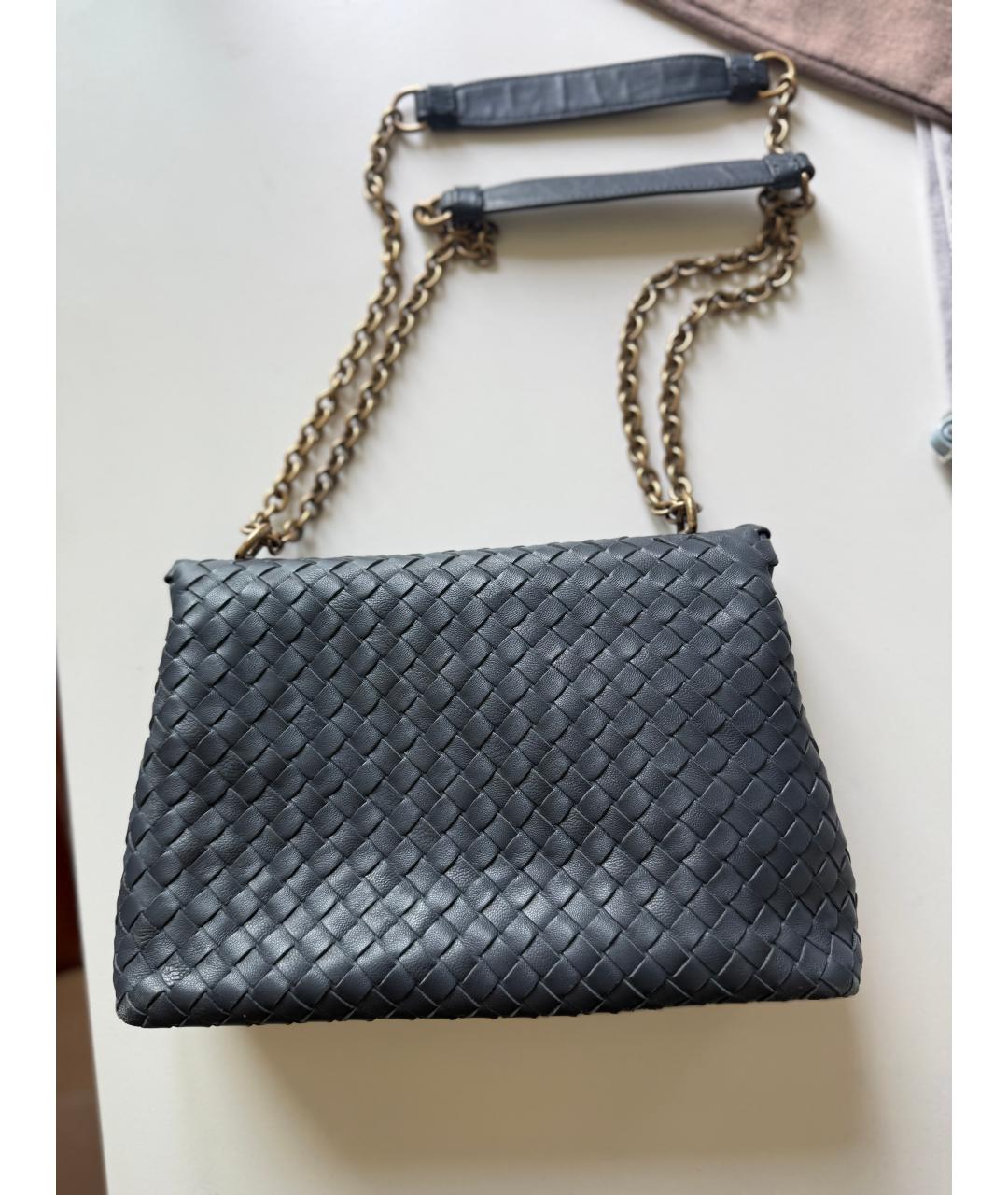 BOTTEGA VENETA Темно-синяя кожаная сумка через плечо, фото 3