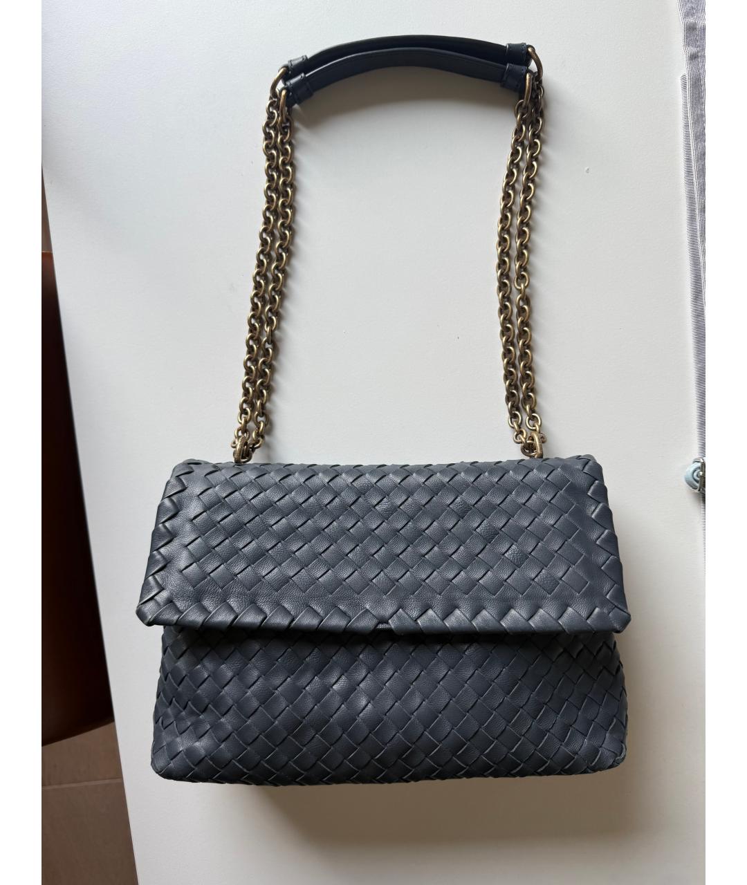 BOTTEGA VENETA Темно-синяя кожаная сумка через плечо, фото 8