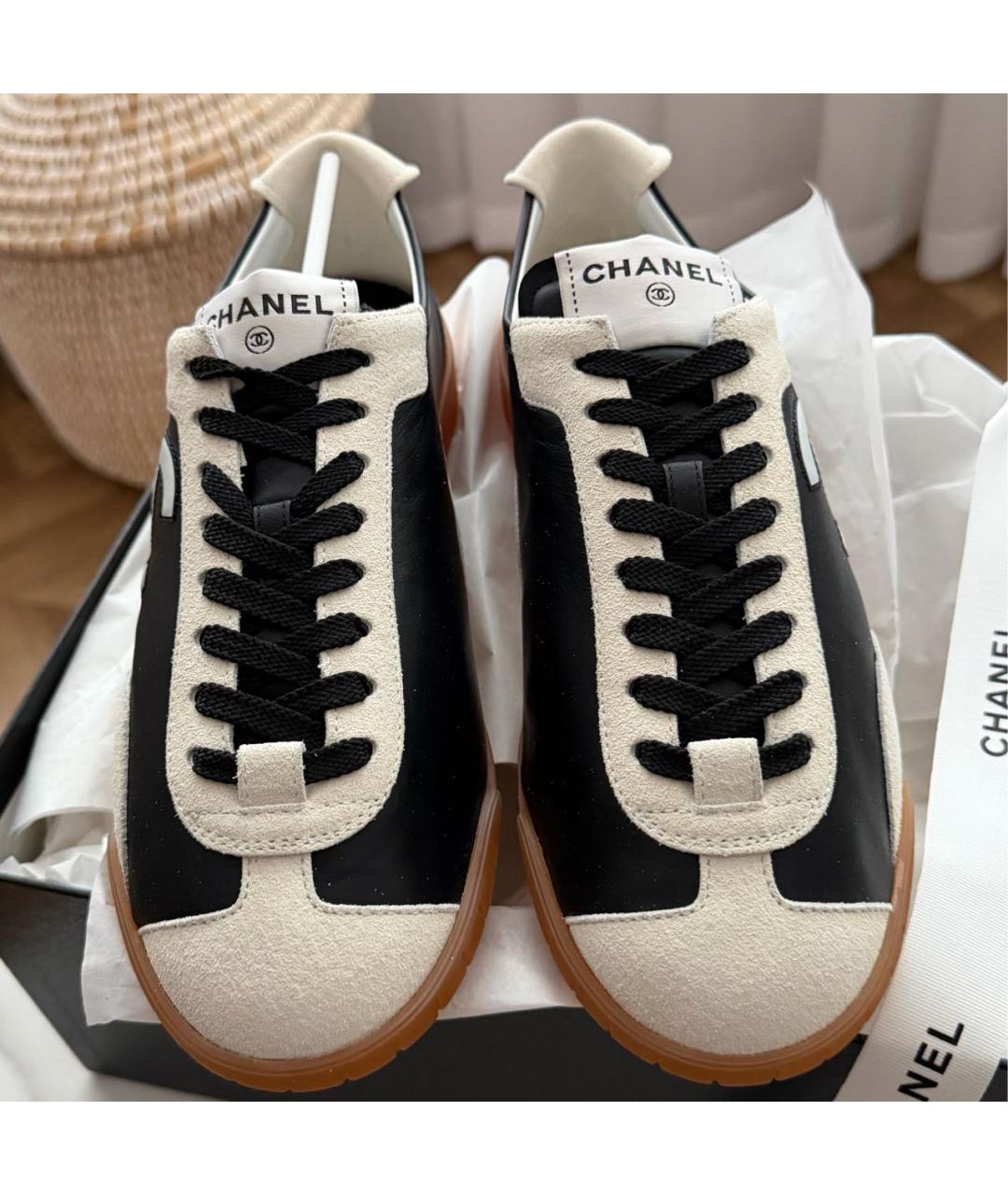 CHANEL Черные кожаные кеды, фото 3