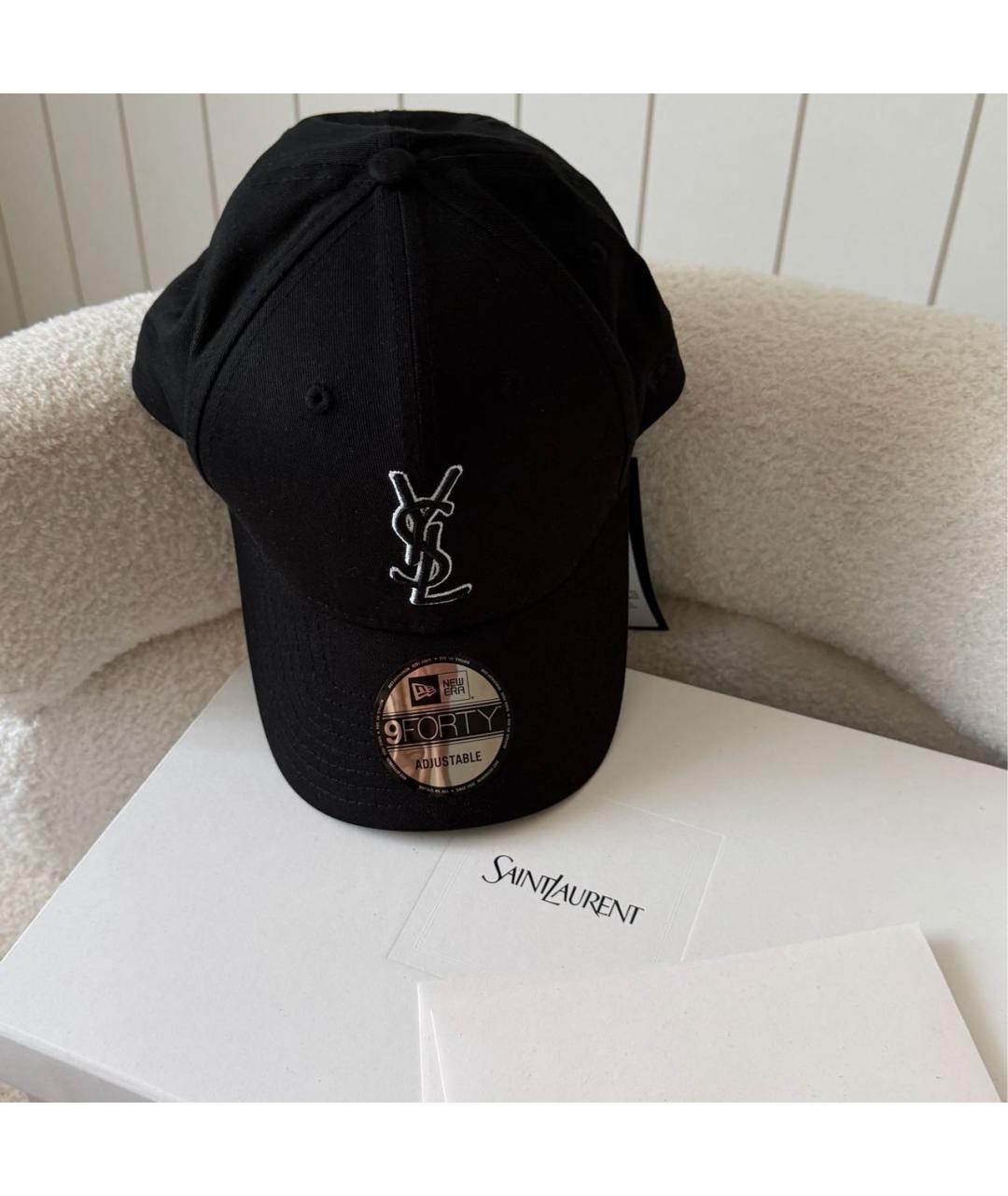SAINT LAURENT Черная хлопковая кепка, фото 3